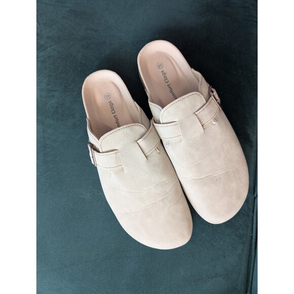 Comfort Clogs Mens Taupe Shoes Faux Suede Sz 45 US 11 Casual Lounge (Y07) - Picture 2 of 7